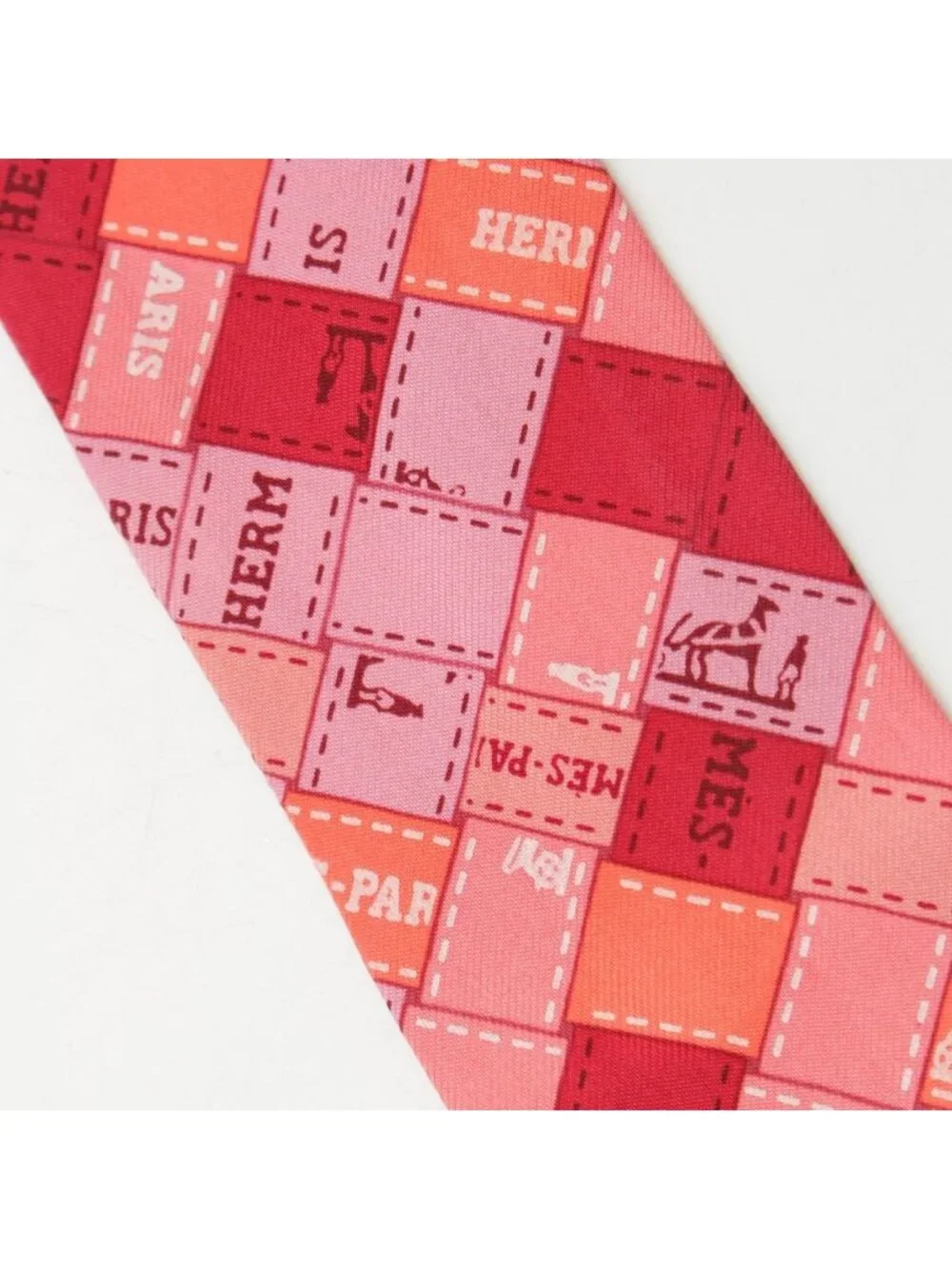 ★SOLD★ Hermes Twilly Silk Bolduc Check Scarf Pink - Picture 5 of 9